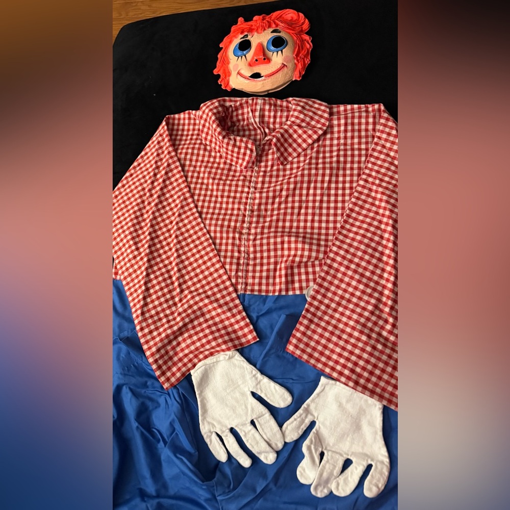 Vintage 1973 Ben Cooper Raggedy Ann/Andy Costume (with mask + gloves)